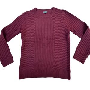Eddie Bauer Women's Burgundy Ribbed Knit Sweater Long Sleeve Size L